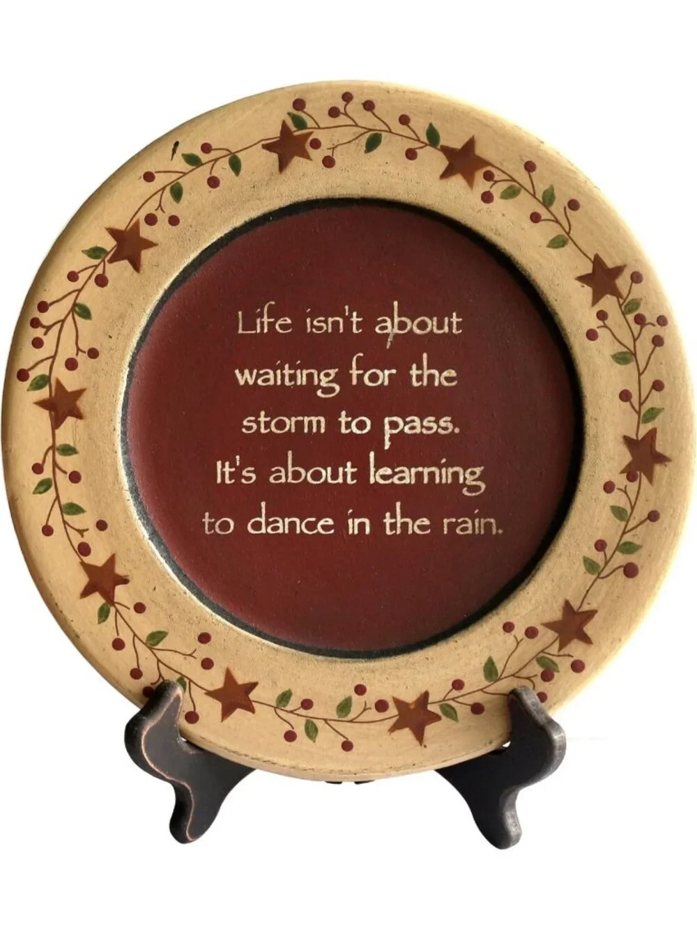 Vintage Decorative Wooden Plate - Dance in the Rain Art, Home Décor, 9.75